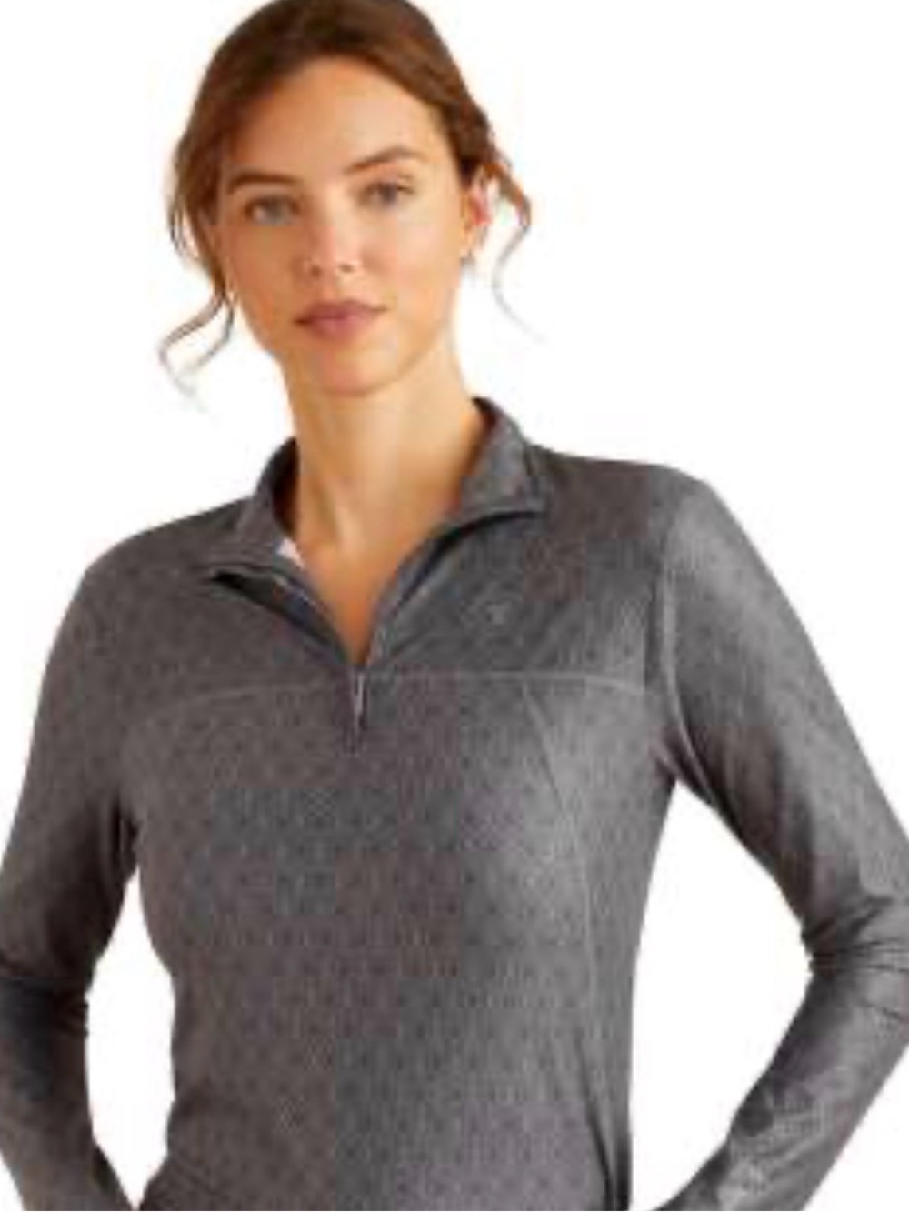 Ariat Gray Quarter-Zip Baselayer 3/4 Sleeve Pullover